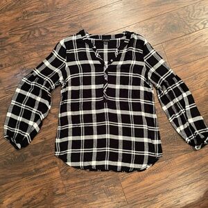 Black & White Plaid Button-Up Shirt